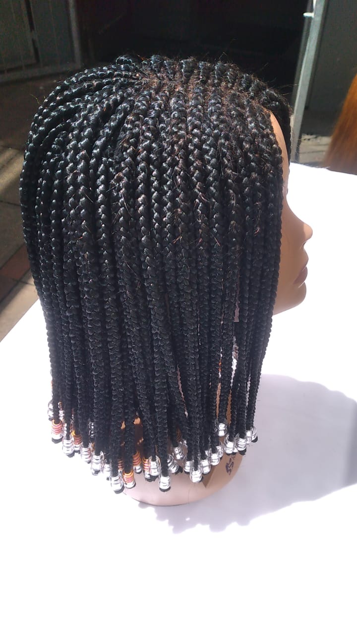 Middle Part Braids With Beads Wig